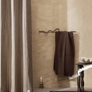 Ferm Living Striped Bath Curtain - Black and Tan